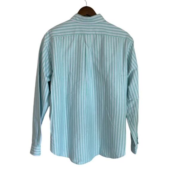 Ralph Lauren Classic Fit Green and White Striped Button Down - XL - Picture 4 of 5